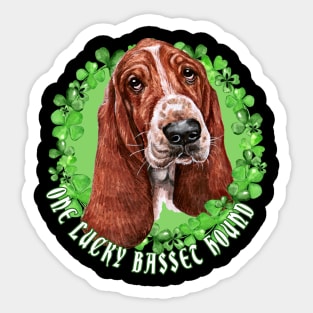 One Lucky Basset Haund Funny St. Patrick Dog Sticker